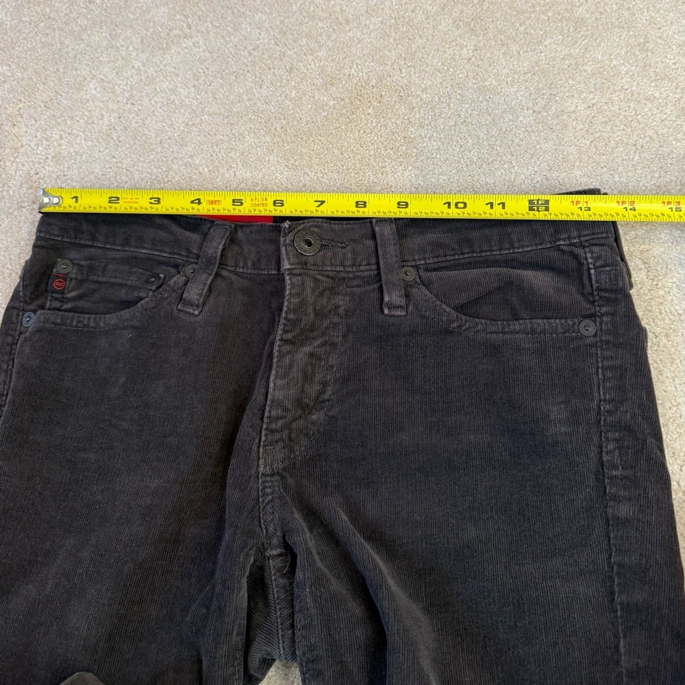 AG Adriano Goldschmied Black Charcoal Velvet Corduroy Straight Leg Pants Size 25 - Picture 14 of 16